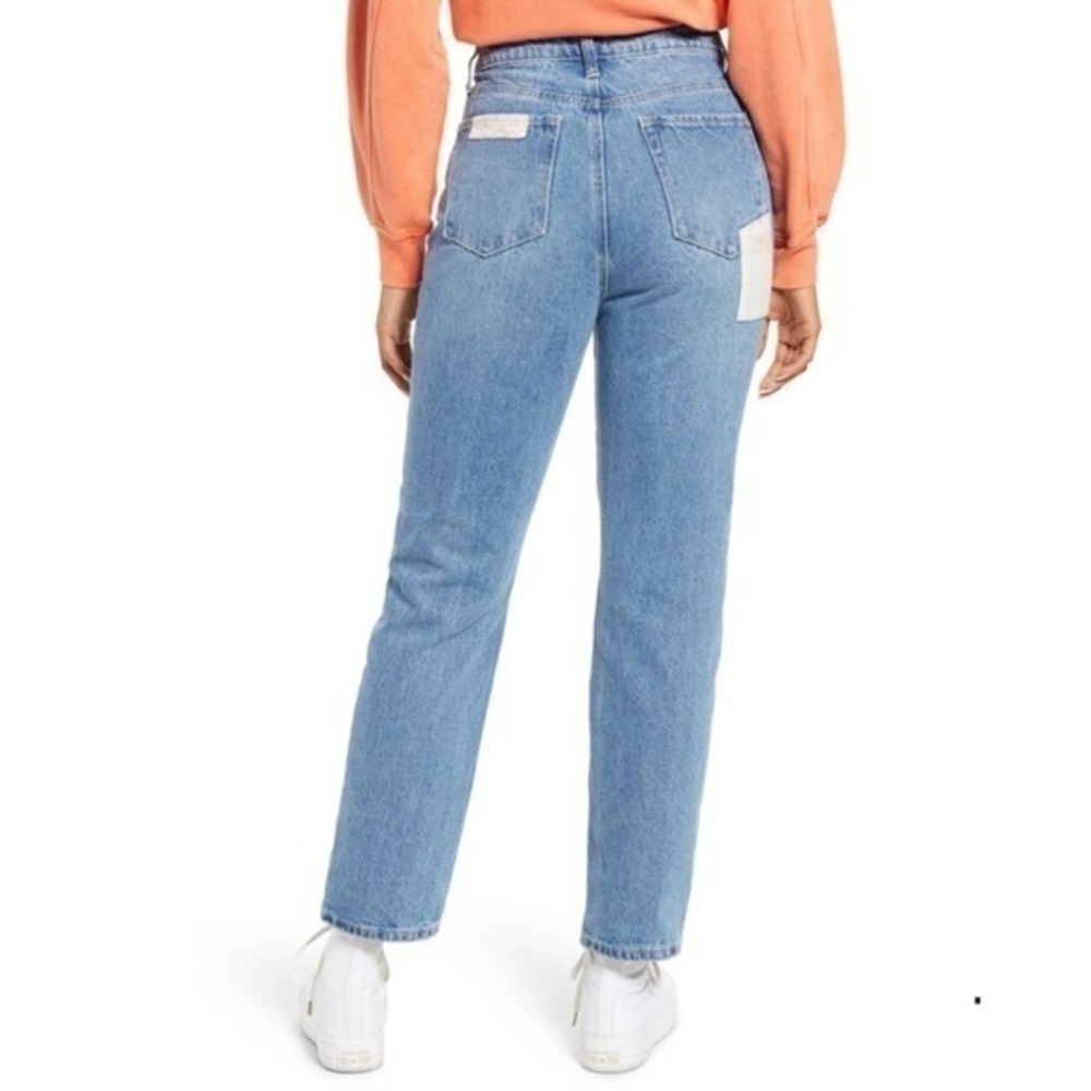 BP. Quilt Patchwork Tapered High Rise Denim Blue Jeans Size 29 NWT - Picture 2 of 7